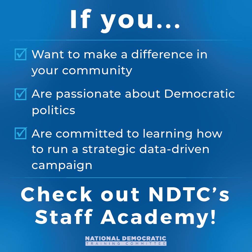 TrainDems's tweet photo. Motivated to take your political career to the next level? Staff Academy's got you covered.

The free program recruits, trains, and connects the next generation of Democratic campaign staffers to paid opportunities on campaigns!

Apply now: https://t.co/tf7hbr2jte https://t.co/BJvoU53aKS