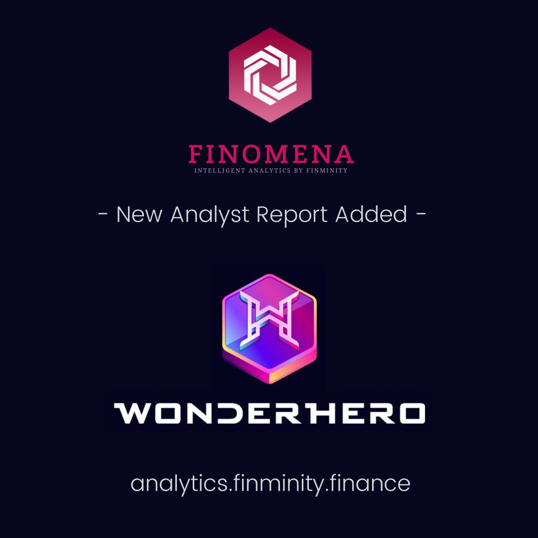 finminity's tweet photo. ⭐️ New Analyst Report added on #Finomena!
Featured today: @Wonderhero_io
👩🔧 Visit: https://t.co/7lkUHihIqj
💻 For any queries, recommendations, and suggesting any company you want us to publish a report on, feel free to write to us at research@finminity.com https://t.co/haOWy7w4mO