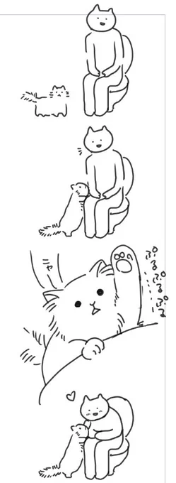 🐈と毎回やってるんだけどトイレ追いかけてきて足に手置いて立ち上がってこっちみて一生懸命片手伸ばして私の顔触ろうとするのめちゃくちゃ可愛い 
