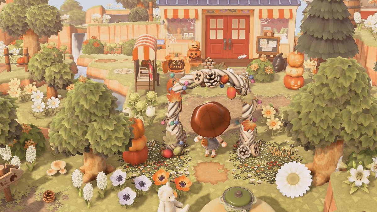 lifeonmonstera's tweet photo. Nook’s getting dressed up for pumpkin season 🎃 

Also hi it’s been a while! My switch broke so I had to send it into Nintendo for repair but back at it now and soo excited for this update! #ACNHDesign #acnhinspo https://t.co/S5wq6TPftA