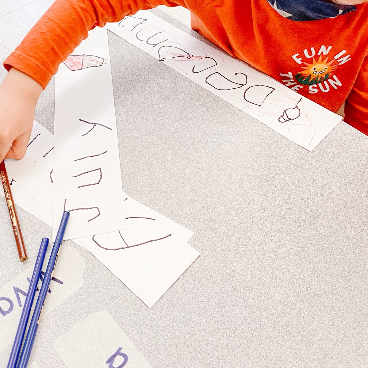 OgdenRoom6's tweet photo. Writing to creating the headings for our birthday board. https://t.co/uOYrd6T5td