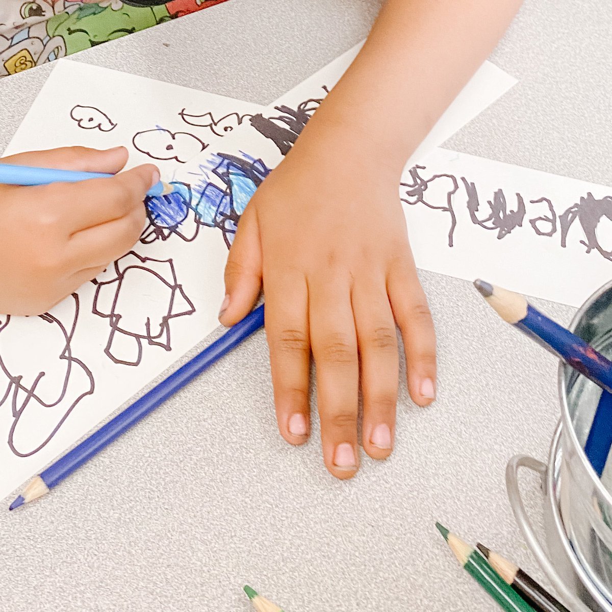 OgdenRoom6's tweet photo. Writing to creating the headings for our birthday board. https://t.co/uOYrd6T5td