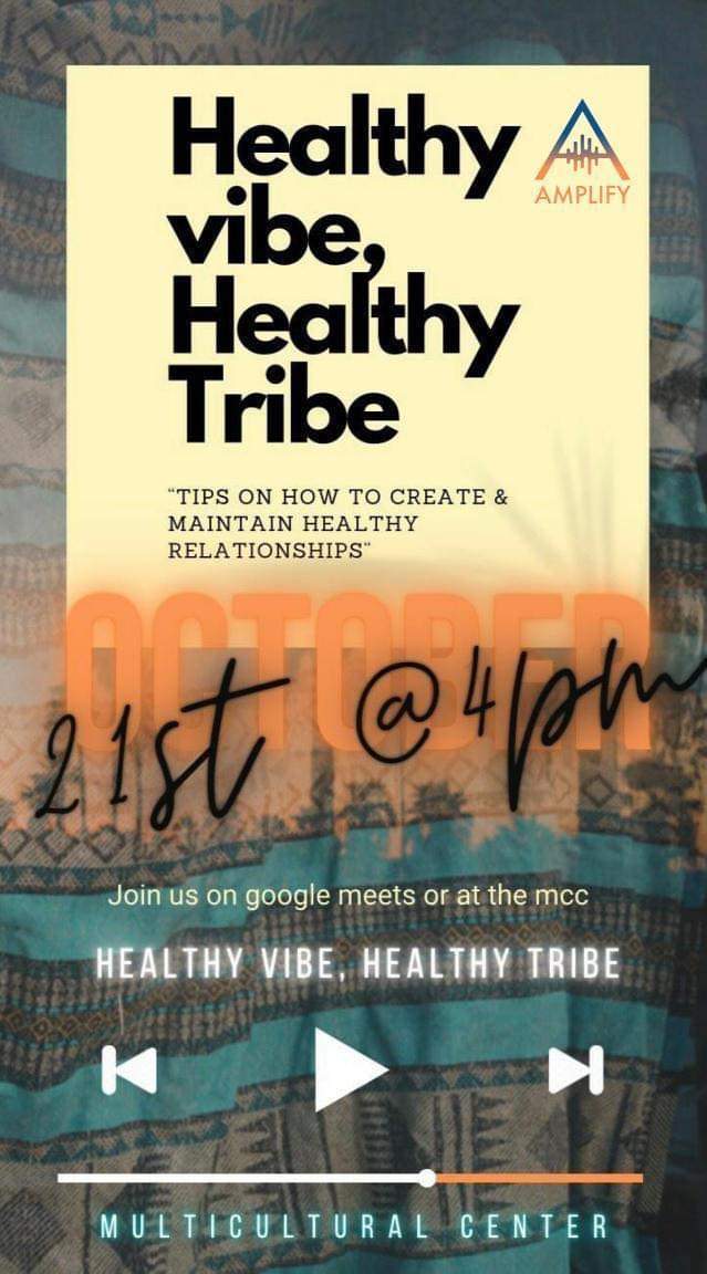 Come join A M P L I F Y this Thursday at 4-5PM at the Muticultural Center for a "Healthy Vibe" for a " Healthy Tribe "!!!!
#WhereVoicesAreHeard #amplifywiu #casawiu #mccwiu