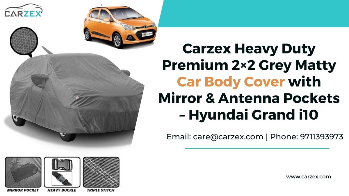 carzexdotcom's tweet photo. Carzex Heavy Duty Premium 2×2 Grey Matty Car Body Cover with Mirror & Antenna Pockets – Hyundai Grand i10
Place an order - https://t.co/XaSa92uDQ6
For any query / Concern, please Contact - Email: care@carzex.com | Phone: 9711393973
#carbodyshop #carzex #bikecover #Scootercover https://t.co/6hK7RE9o7m