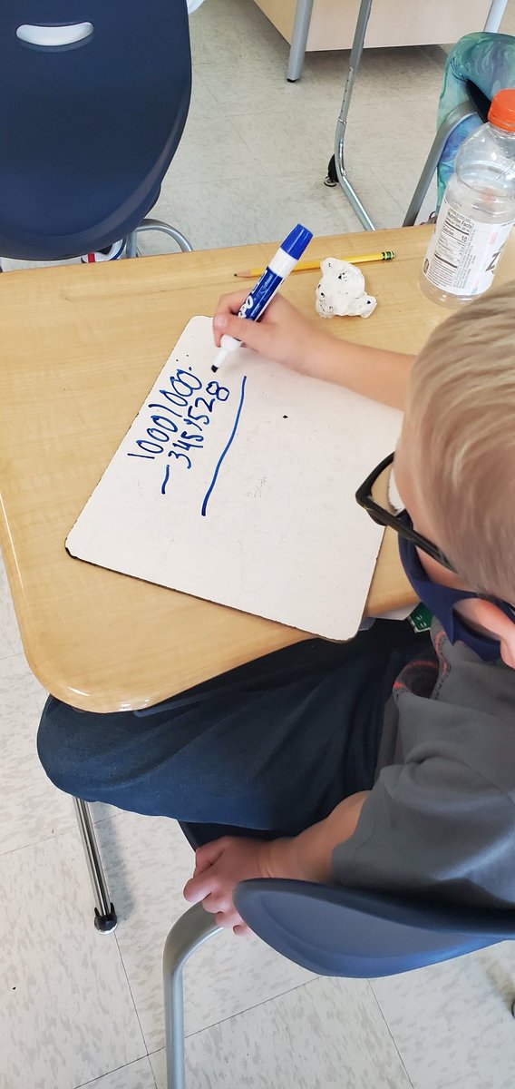 #math challenge alert!!! Subtracting across 5 places... with ZEROES! This class rocked it using multiple strategies! #4thgraderocks #proudteacher #welovemte <a href="/MiltonTerrace/">Milton Terrace Elem</a>