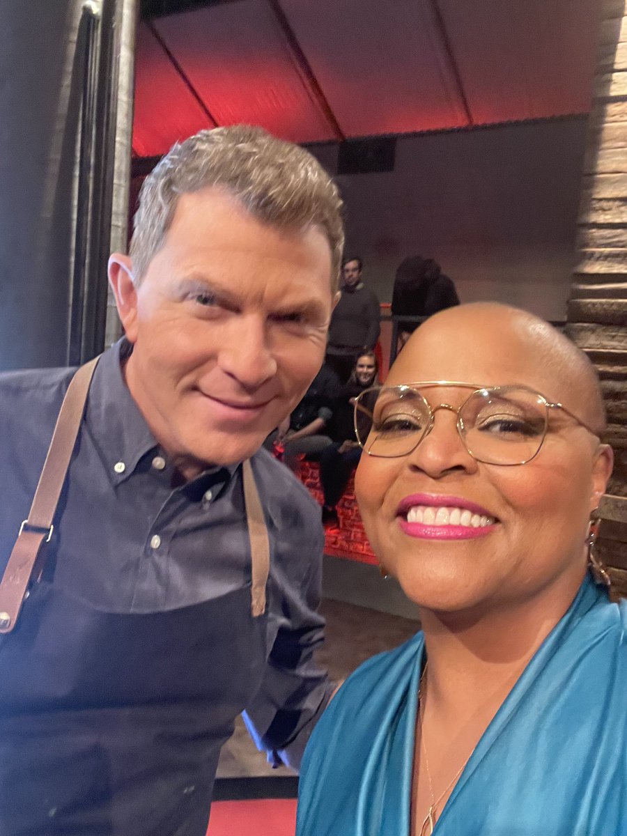 mstanyaholland's tweet photo. Have you tried to #beatbobbyflay? Spooky! Here’s a behind-the-scenes look at what we’re cooking up in 2022. It was a real treat to be with my old boss @bobbyflay and former cooking school roommate @guarnaschelli 🔥

#bobbyflay #alexguarnaschelli #lavarenne #culinarycomp #newyork https://t.co/1Di41LGll7