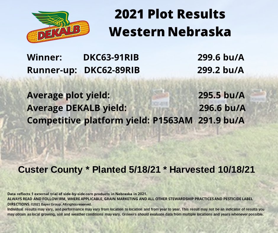 daphne_stienike's tweet photo. DEKALB continues to push yields and win plots in Custer County
🥇DKC63-91  -  299.6 bu/A
🥈DKC62-89  -  299.2 bu/A
#WinningHasRoots #Agriculture #farming #dekalb #harvest21 #Harvest2021 @Asgrow_DEKALB @bk_franzen @cattleNcrops83 https://t.co/IwYUMuzHPj