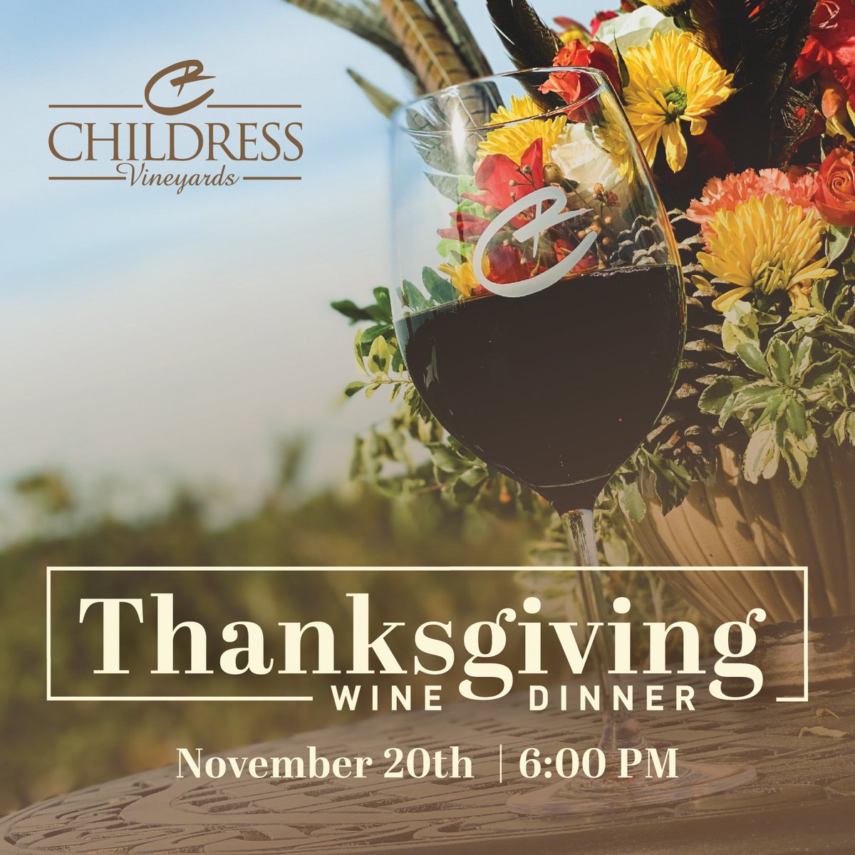 Gather and give thanks the Childress Vineyards way! Join us for a Thanksgiving dinner with Wine Specialists Sherry Piotti and Olga Heller. Tickets are now available for purchase at ChildressVineyards.com

#childressvineyards #childresswine #wine #ncwine #winedinner