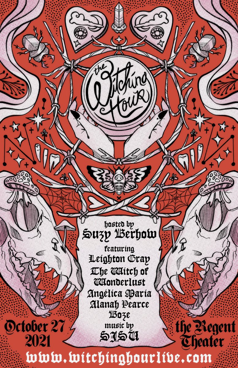 NEXT WEDNESDAY - The Witching Hour comes to our stage with <a href="/Mort3mer/">🖤Mortemer🖤</a>, <a href="/graylish/">✨leighton gray✨| HOMEBODY OUT NOW</a>, @wonderlustwitch, Angélica Maria <a href="/Charalanahzard/">Alanah Pearce</a>, <a href="/bigbossboze/">♡</a>! Hosted by Suzy Berhow &amp; music by <a href="/SISUBAND/">SISU</a>! Tickets still available here: bit.ly/2ZhkEUV