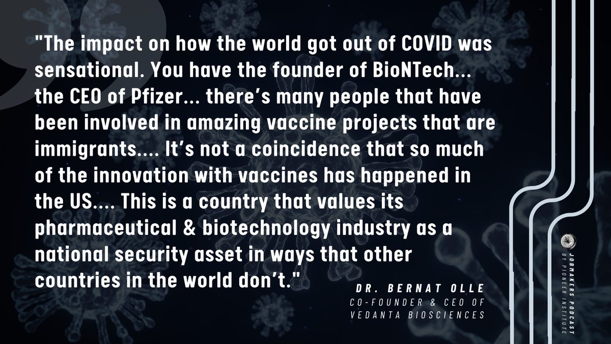 PioneerBoston's tweet photo. How did US #immigrants help the US during the #COVID19 #pandemic? Tune into JobMakers #podcast where Dr. Bernat Olle, co-founder & CEO of @VedantaBio, joins us to discuss this & much more! Learn more: https://t.co/JwX0CUpngQ #MAhealth #biotech #bioscience
@bernatolle https://t.co/kHBhTjYkQq