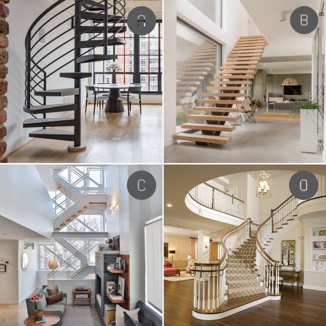 SmithnSonsGC's tweet photo. How amazing would it be to have a custom-designed staircase?
Let's have a QUIZ! Which one of these #staircases would you prefer in your home? Choose between A, B, C, or D, and let us know in the comments!
#staircasedesign #spiralstaircase #floatingstaircase #customstaircase https://t.co/tJ9GG25vgv
