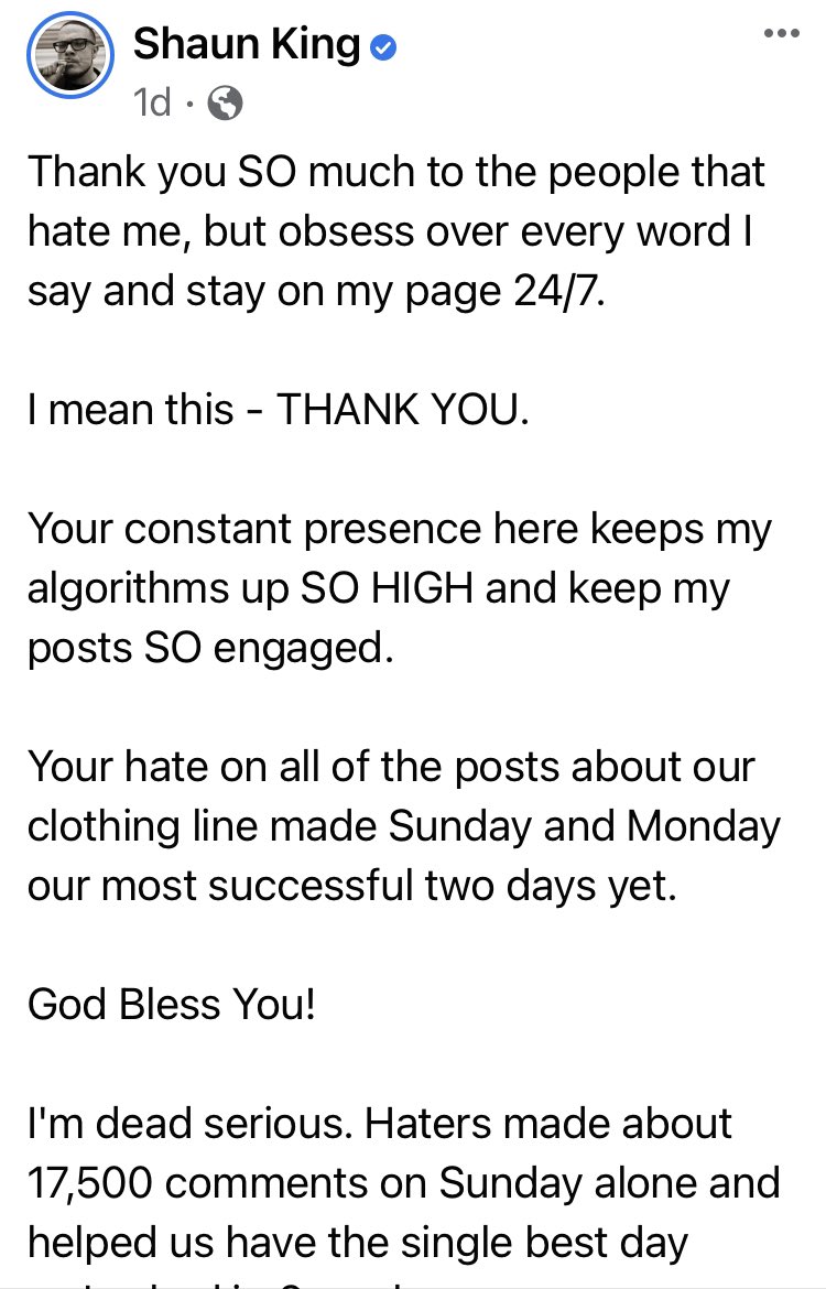 VayaConDiosGL's tweet photo. WTH is this? He has no clue the algorithms social platforms implemented or how work, evolve/change. “My algorithms up so high” makes ZERO sense. Only proves he’s an idiot

Thought his pretend “team” discovered India, Pakistan, Indonesia, Nigeria troll farms. Now haters are real? https://t.co/3160RHt4iJ