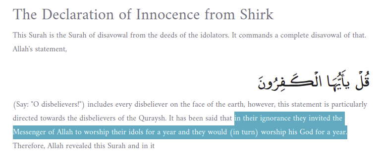 2manyusernamest's tweet photo. @doamuslims I am sure he means it. As mushrik, it doesn't really matter to him.

What he wants is that Muslims give up their values and embrace his shirk. Read Surah Al-Kafirun and the tafsir.

https://t.co/gdHrAFcKeQ https://t.co/hKbzxW7SJw