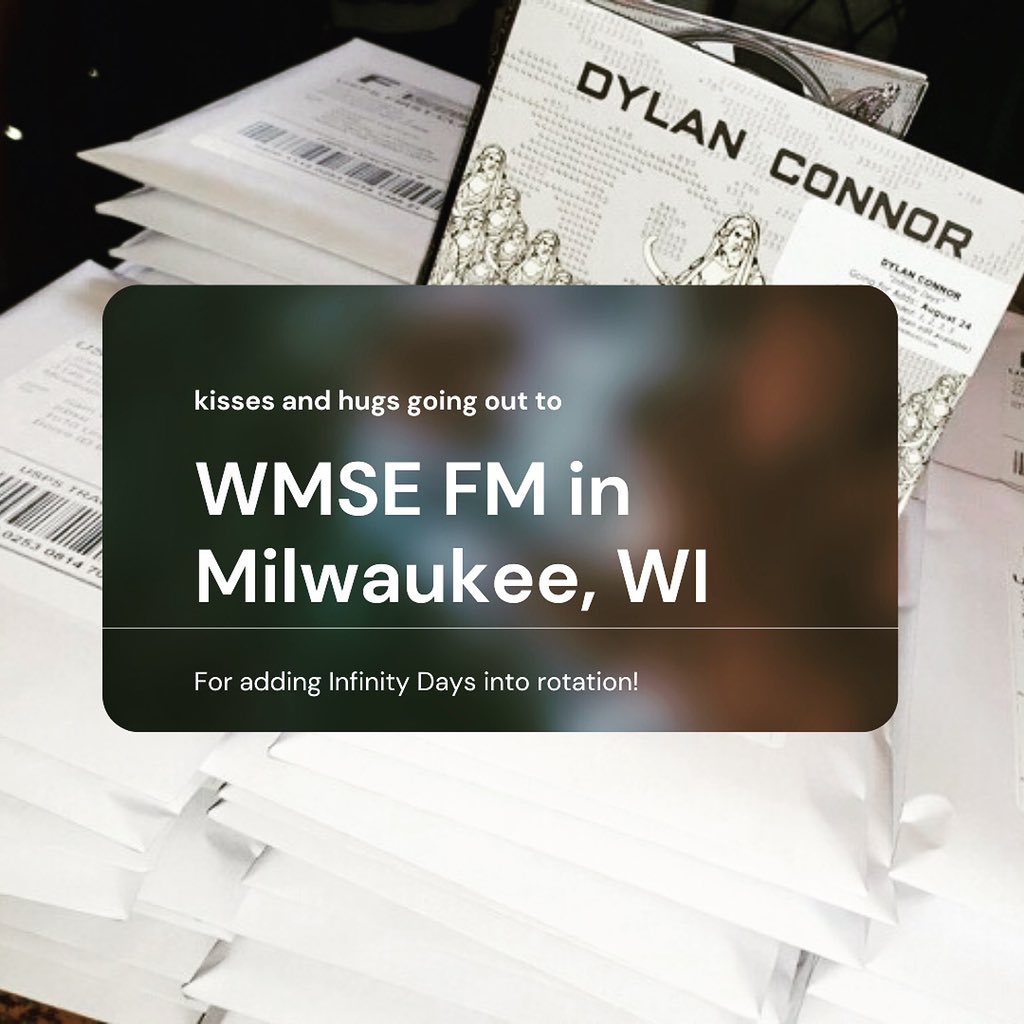 DylanCon's tweet photo. Thanks @wmse 91.7 FM for spinning my new album #InfinityDays. Your support is much appreciated. https://t.co/YLZqWzKpaD
