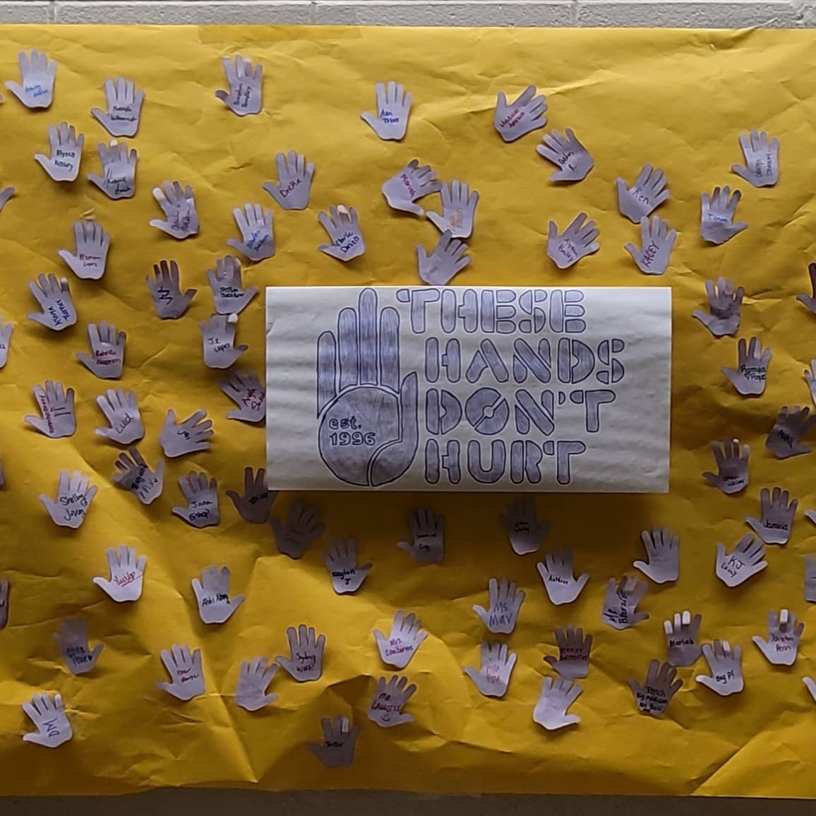 collum_k's tweet photo. Daphne's FCCLA officers helped students to pledge to take action against domestic violence.  These hands don't hurt pledge was signed by students today at Daphne.  October is Domestic Violence Awareness Month and FCCLA helped students learn about this today during the lunch waves https://t.co/EvPoEJ05Jy