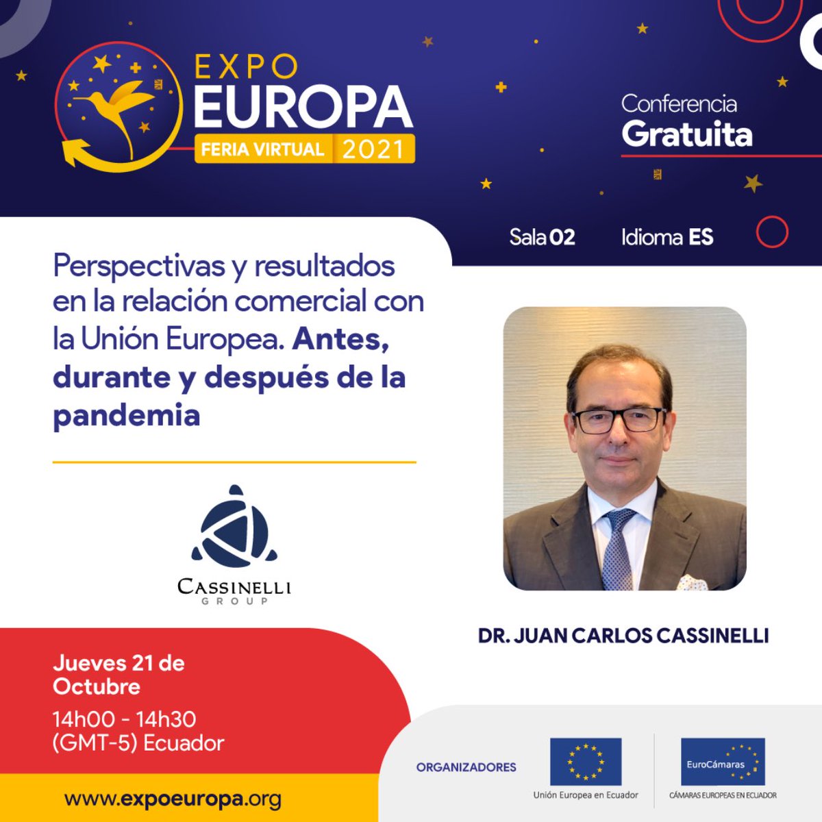 JCCassinelli's tweet photo. Mañana sabremos los resultados de la relación comercial entre la #UE y #Ecuador después de la pandemia. 

Los invito nuevamente a mi conferencia de mañana en la #ExpoEuropa2021 🇪🇺

🗓 Jueves 21 de Oct. 14h00 a 14h30

Link para unirse: https://t.co/slgpsAmCw9 

Evento gratuito https://t.co/ApUl745RnR