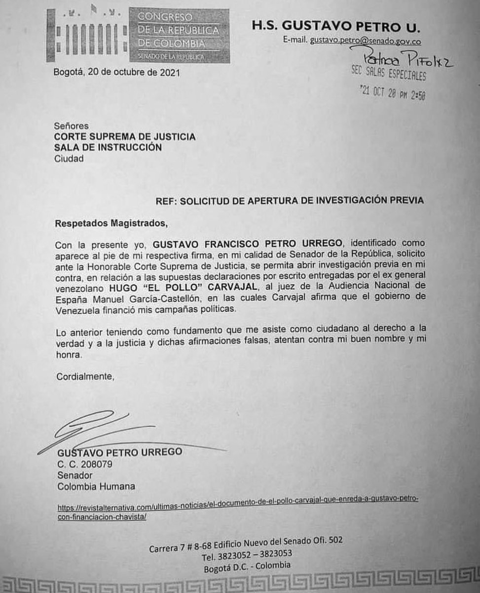 Betocoralg's tweet photo. “Yo, Gustavo Francisco Petro Urrego, solicitó ante la honorable Corte Suprema de Justicia, se permita abrir investigación previa en mi contra”

Que admirable este señor. @petrogustavo, que admirable. https://t.co/37bQt4RVya