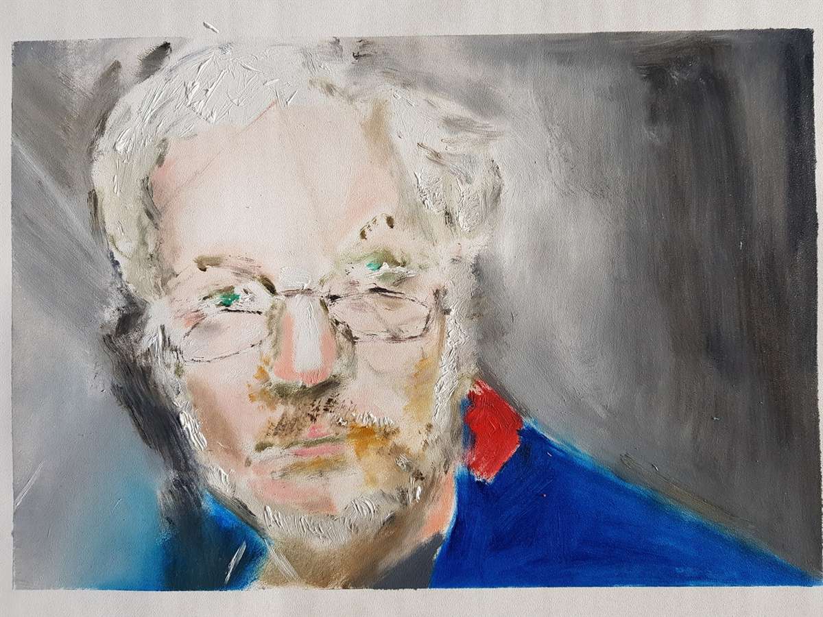 artAssange's tweet photo. @Miltos Manetas painted over forty portraits of Julian Assange as a reflections on his condition resulted by imprisonment, isolation, and as Nils Melzer defined – psychological torture. 
#FreeAssange 
https://t.co/MrJEyNVtzK https://t.co/OoOVzW1u7u