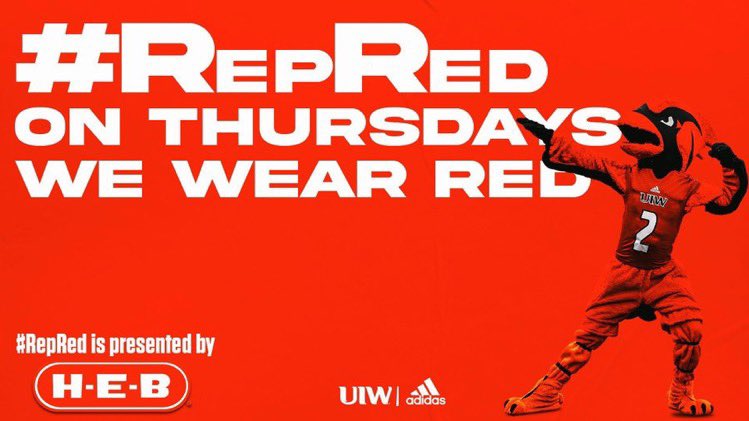 UIWAthletics's tweet photo. "I am not wearing red tomorrow." 🚩🚩🚩🚩🚩🚩

Don’t forget, on Thursday’s we wear red! Show your #UIWpride and #RepRed tomorrow presented by @HEB 

#TheWord https://t.co/ag7bFxo6YP