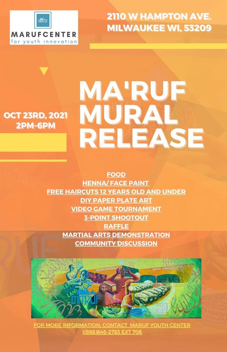 Looking to be involved in a community discussion while also doing fun community building activities??? Come check out Maruf Center on Saturday!! More details on flyer #mentorgreatermke