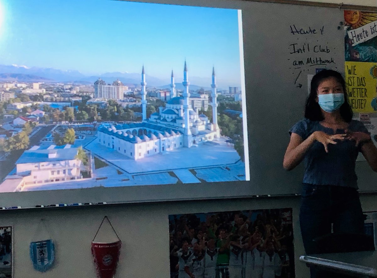 Akylai did an awesome job presenting to International Club about her home country, Kyrgyzstan! @onwravendaily @APKHilliard <a href="/ChrisZuck/">Chris Zuck</a>