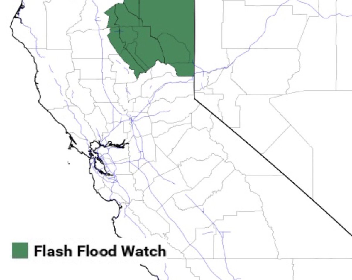 chrisnunley's tweet photo. Moderate to heavy rain is expected across central and northern #California Thursday PM-Friday AM. Because of the heavy rain potential, a #FlashFloodWatch has been issued for NE CA. This area was decently charred by the #DixieFire and the #NorthComplex fires…
#CAwx https://t.co/pYXWUYbh1J