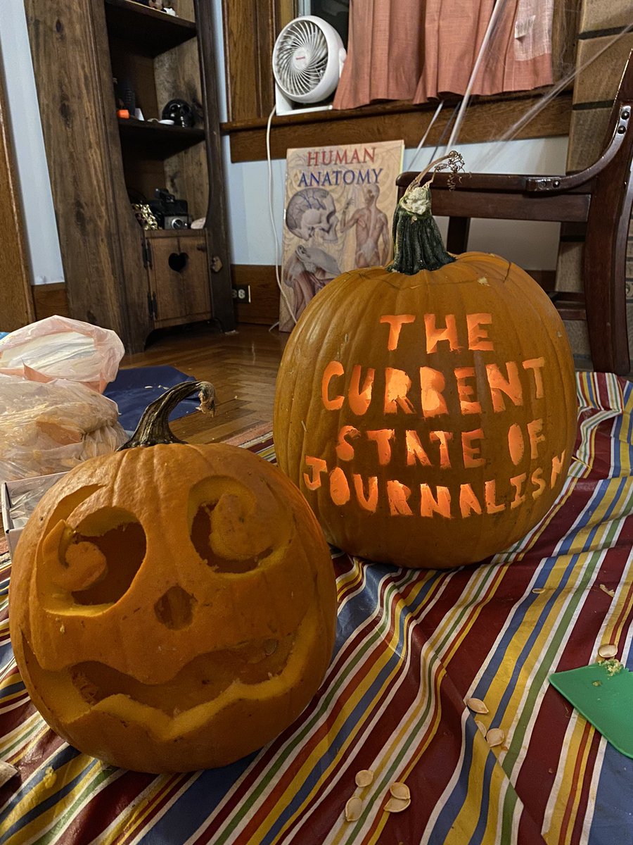AbbeyMarshall's tweet photo. “I’m going to carve the scariest thing I know into my pumpkin.” —@hcomeriato https://t.co/2B6kPNKAmc