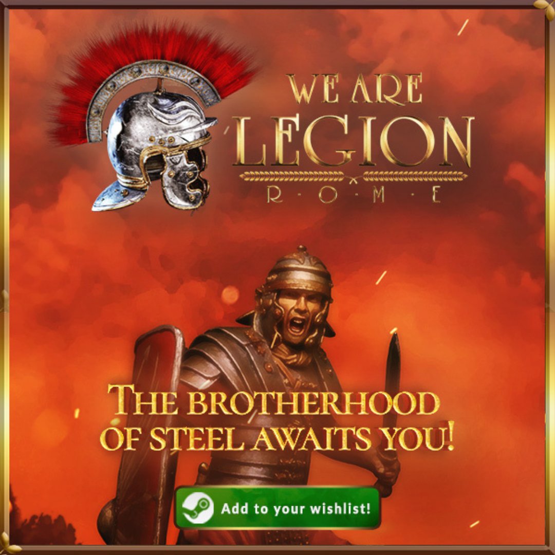 The Brotherhood of Steel awaits you! ⚔

Join to Brotherhood on Steam store.steampowered.com/app/1120790/We…

#videogame #indiedev #gamedev #ancientrome #slasher #rpg 
#indiegame #wearelegionrome #legion #steam #indieGameTrends #history #power <a href="/GamingFactorySA/">Gaming Factory</a>