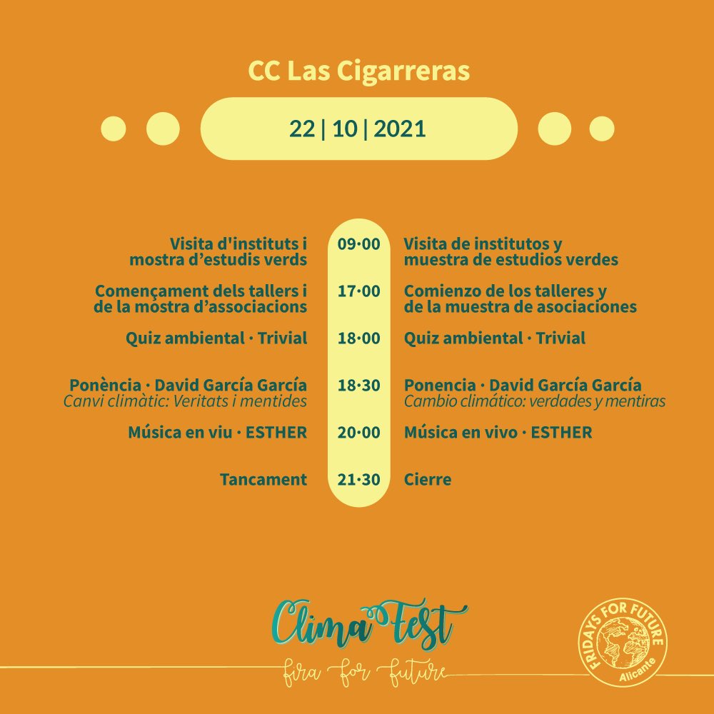 ClimaFest's tweet photo. ⏰ HORARIS #CLIMAFEST ⏰ https://t.co/KbTUdLWcu3