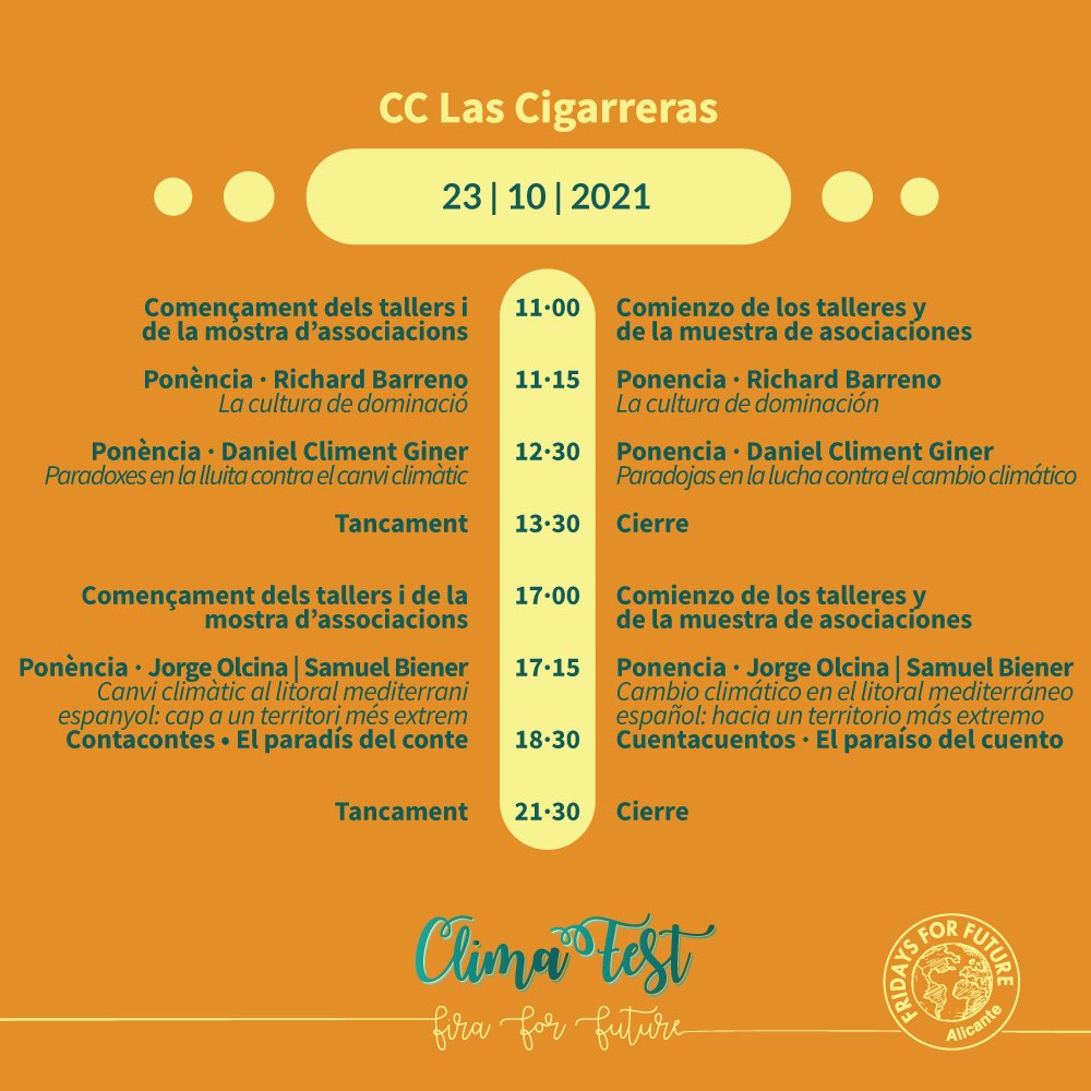 ClimaFest's tweet photo. ⏰ HORARIS #CLIMAFEST ⏰ https://t.co/KbTUdLWcu3