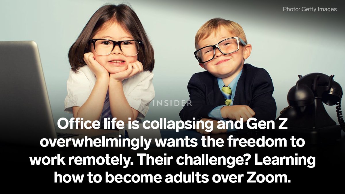 insidercareers's tweet photo. In the not-so-distant past, we spent more time at work than almost anywhere else. 💼

But office life is on its way out: About 85% of Gen Zers say they want the ability to work remotely. This has implications for how people grow, mature, and learn. ⬇️

https://t.co/XXd99v96ia https://t.co/8MislOBWmp