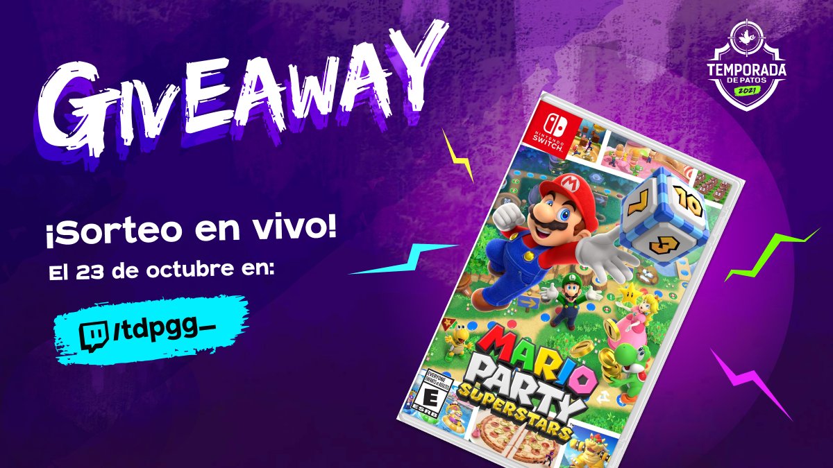 tdpgg_'s tweet photo. ¡Temporada de Patos tiene un nuevo giveaway! 🦆🎁

Entra a https://t.co/mb9RF8cjMV para tener la posibilidad de ganar el juego de Mario Party Superstars 🎮

El sorteo se realizará en vivo el 23 de octubre en nuestro stream https://t.co/kZ5Ac4iQoQ 📺

#giveaway #tdp2021 https://t.co/QjEXN19JCz