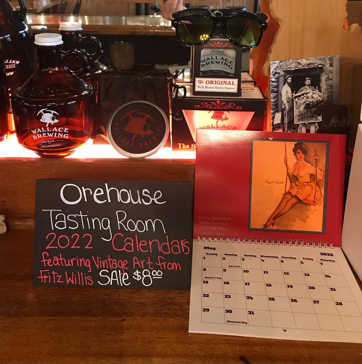If you’ve been to Orehouse Tasting Room at Wallace Brewing you know that our bathrooms must be seen 😉 we now have calendars for sale! Also today is our BOGO special. Buy 1 pint get 1 for $1! #beerofhistoricproportion #wallaceidaho #redlightdistrict #centeroftheuniverse