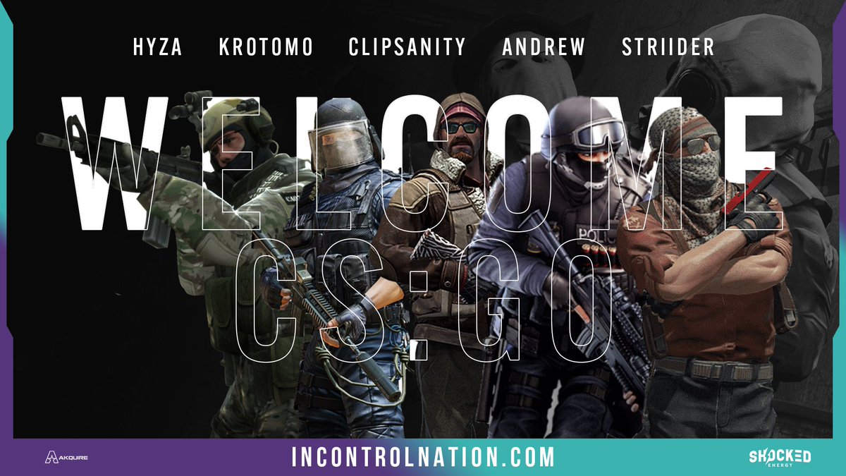 Please join us in Welcoming InControl CS:GO

<a href="/krotomoCS/">krotomo</a> 
<a href="/STRiiDERcs/">STRiiDER</a> 
@werdnacs 
@clipsan1ty 
<a href="/hyza_cs/">joey</a> 

We are excited to support this team through ESEA Advanced &amp; upcoming events!!! #OurWorldOurNation💫