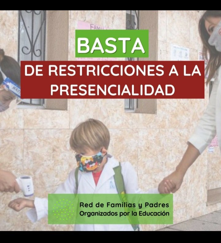 Padresorgcatam's tweet photo. Por una presencialidad plena, completa, con alimentación adecuada, con sonrisas y entendimiento, sin aislamientos innecesarios, sin demoras para ingresar a los establecimientos, sin más invisibilización y daño a los NNyA.

#AbranLasEscuelas sin más restricciones https://t.co/eKkX7066sX