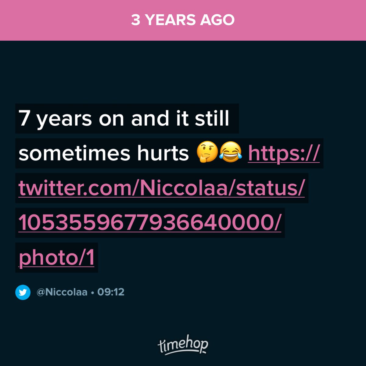 Niccolaa's tweet photo. Another 3 years on and I’ve spent the last 2 days not being able to put much pressure on it as it’s hurting 😂 https://t.co/o1oOhai9n1