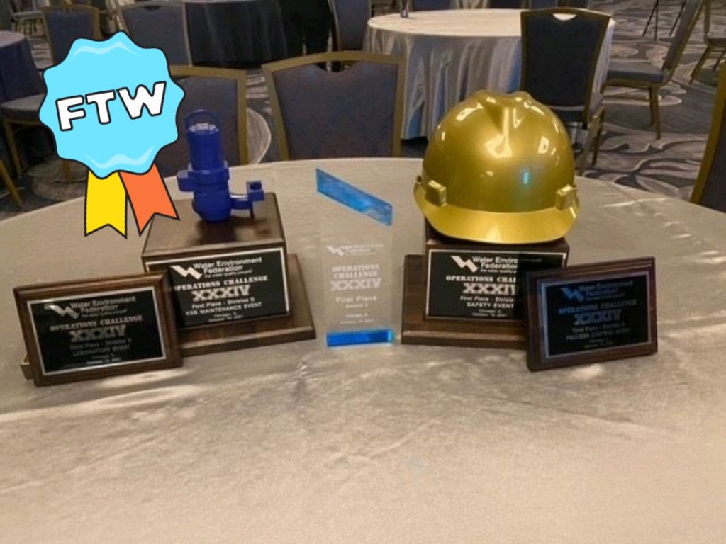hbsinclair's tweet photo. H2OPeople!! We did it!! Congrats to the @WSSCWaterNews Ops Challenge Team. Division II Champions! A world class performance #WEFTEC2021 #h2opeople #opschallenge #Champions #cleanwater #water https://t.co/D0qBU81oMr