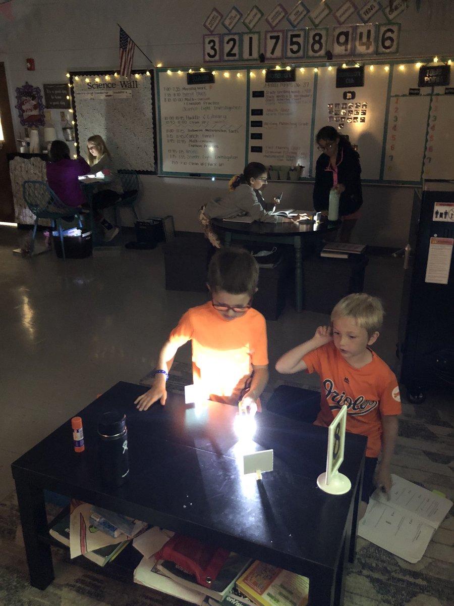 MrsPinckley's tweet photo. Students conducted an investigation today using a flashlight and mirrors to learn all about light 💡 @LewisburgSchool. #TeamDCS https://t.co/FAux6A6mlW