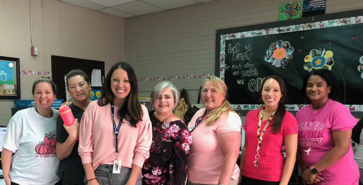 Northside Elem Special Ed staff sports their pink for Breast Cancer Awareness! #BreastCancerAwarenessMonth #PinkOutLP
