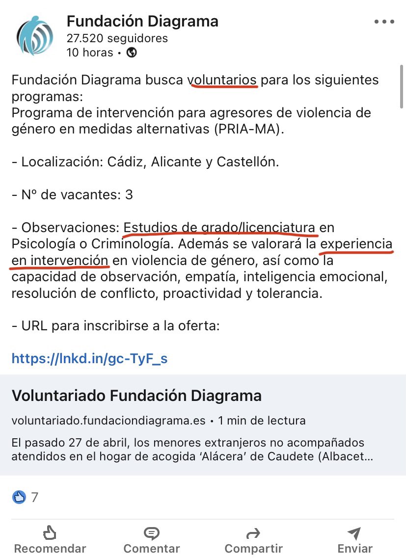 Una vez más, este es el panorama que tenemos los psicólogos: invertir tiempo, dinero y esfuerzo en formación para que nos ofrezcan trabajo sin remuneración