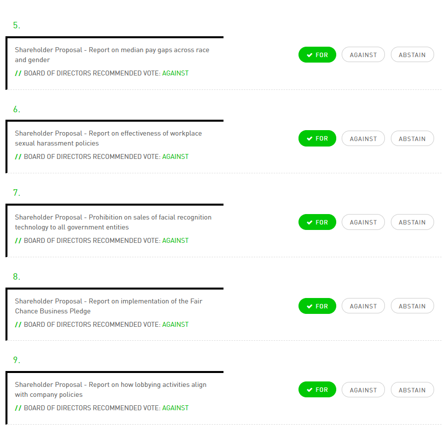 thatsmytrunks's tweet photo. Since I have 0.69 shares in Microsoft, I apparently get to vote in their annual meeting. I think it's time for a new board of directors if this is the stuff y'all are saying I should vote against. https://t.co/LUTecj8Vqy