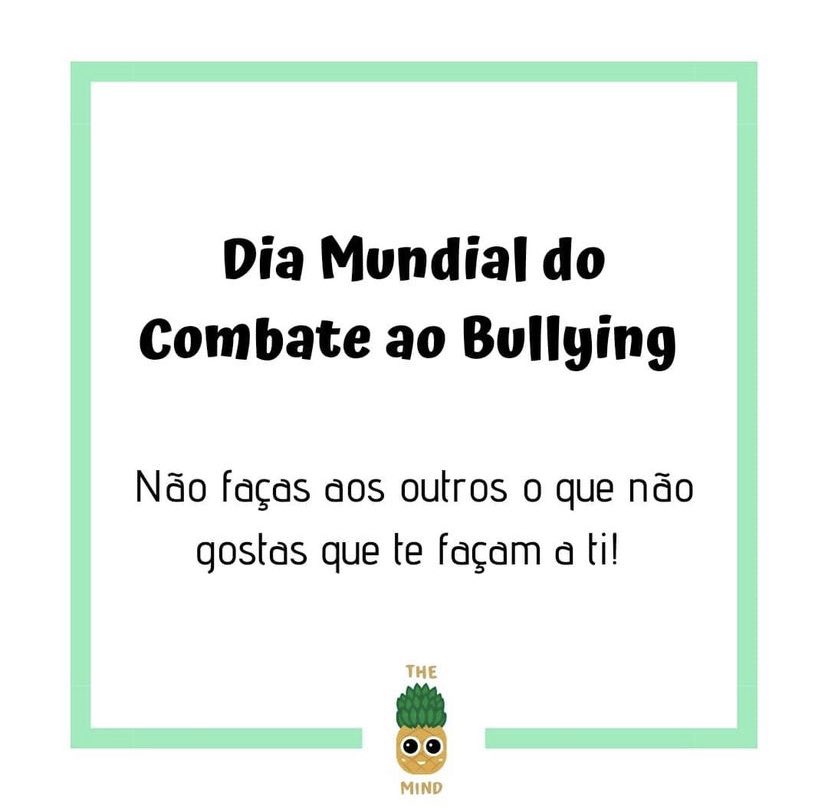 tpineapplemind's tweet photo. Dia Mundial do Combate ao Bullying

🍍 Hoje é o dia de lembrar a importância do combate àquele que continua a ser um dos grandes flagelos da nossa sociedade.

⚠️ Trigger warning para o seguimento da thread ⚠️ https://t.co/VWcu91GR45