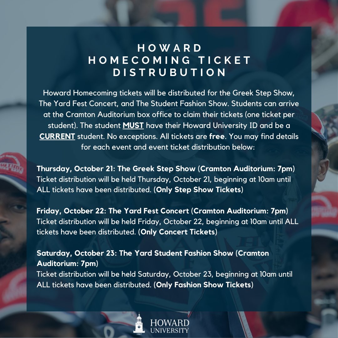 Tickets are required for Homecoming event admission. Please read flyer for details.