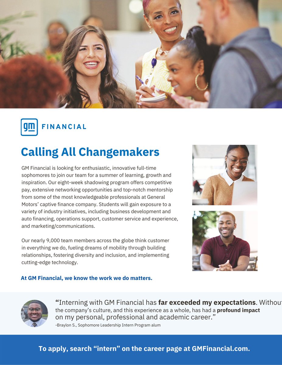 DREICOB's tweet photo. M Financial is looking for students like you!  They are accepting applications for their Sophomore Leadership Intern Program (SLIP)
https://t.co/jEO1tewNPN https://t.co/69tris98YD