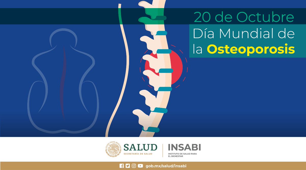 IMSS_Bienestar's tweet photo. 20 de octubre | #DiaMundialOsteoporosis

Las #fracturas relacionadas con la #osteoporosis ocurren con mayor frecuencia en la cadera, muñecas o la columna vertebral.

Conoce más en ➡️ https://t.co/1xEq3mQuVf

#MeCuido #PorAmorALaVida #Prevengo https://t.co/SmQBd3kqUI