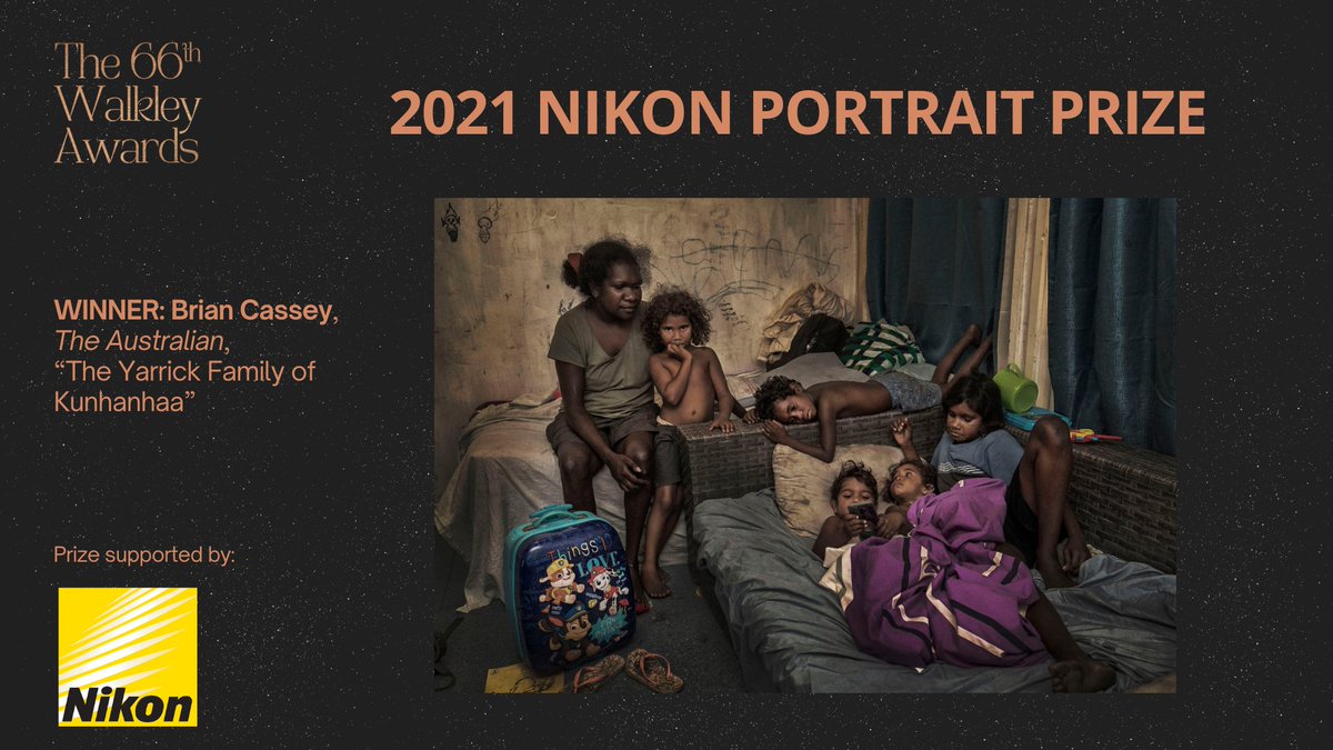 And <a href="/briancassey/">Brian Cassey</a> has won the 2021 Nikon Portrait Prize for his image for @Australian, “The Yarrick Family Of Kunhanhaa”