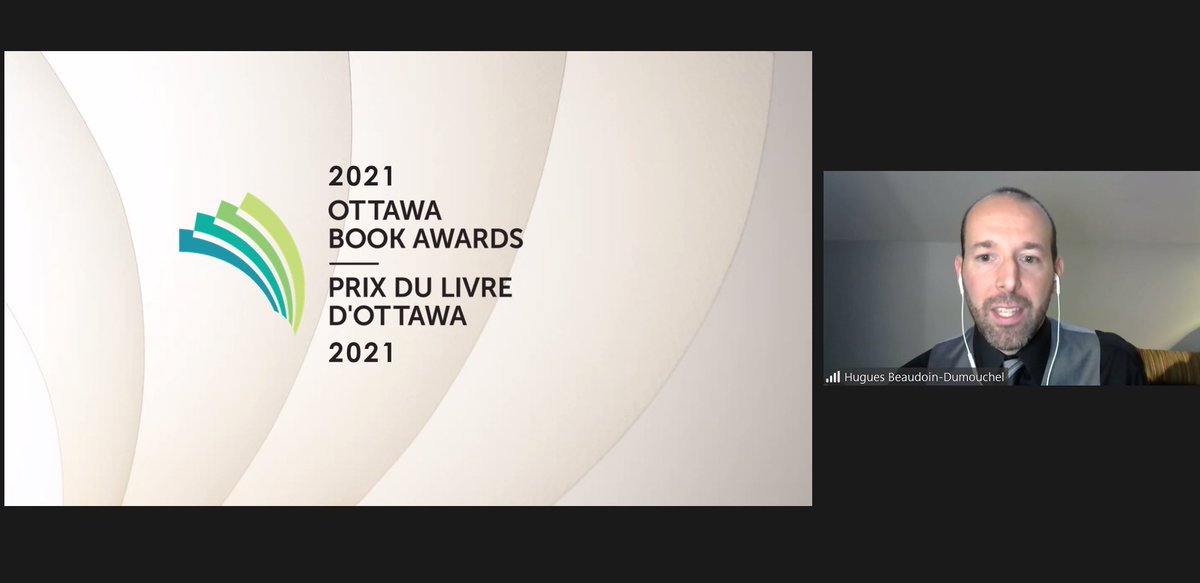CultureOttawa's tweet photo. Quoi dire de plus de notre animateur!!🎙️
Merci à Hugues Beaudoin Dumouchel @huguesbd d’animer la soirée du Prix du livre 2021 ! Thank you for your excellent work!
@opl_bpo #ottbooks #PrixDuLivreottawa #ottarts #cultureottawa #OttawaReads #OttawaBooks #Books #littératureONfr https://t.co/nWkF7MvyDM