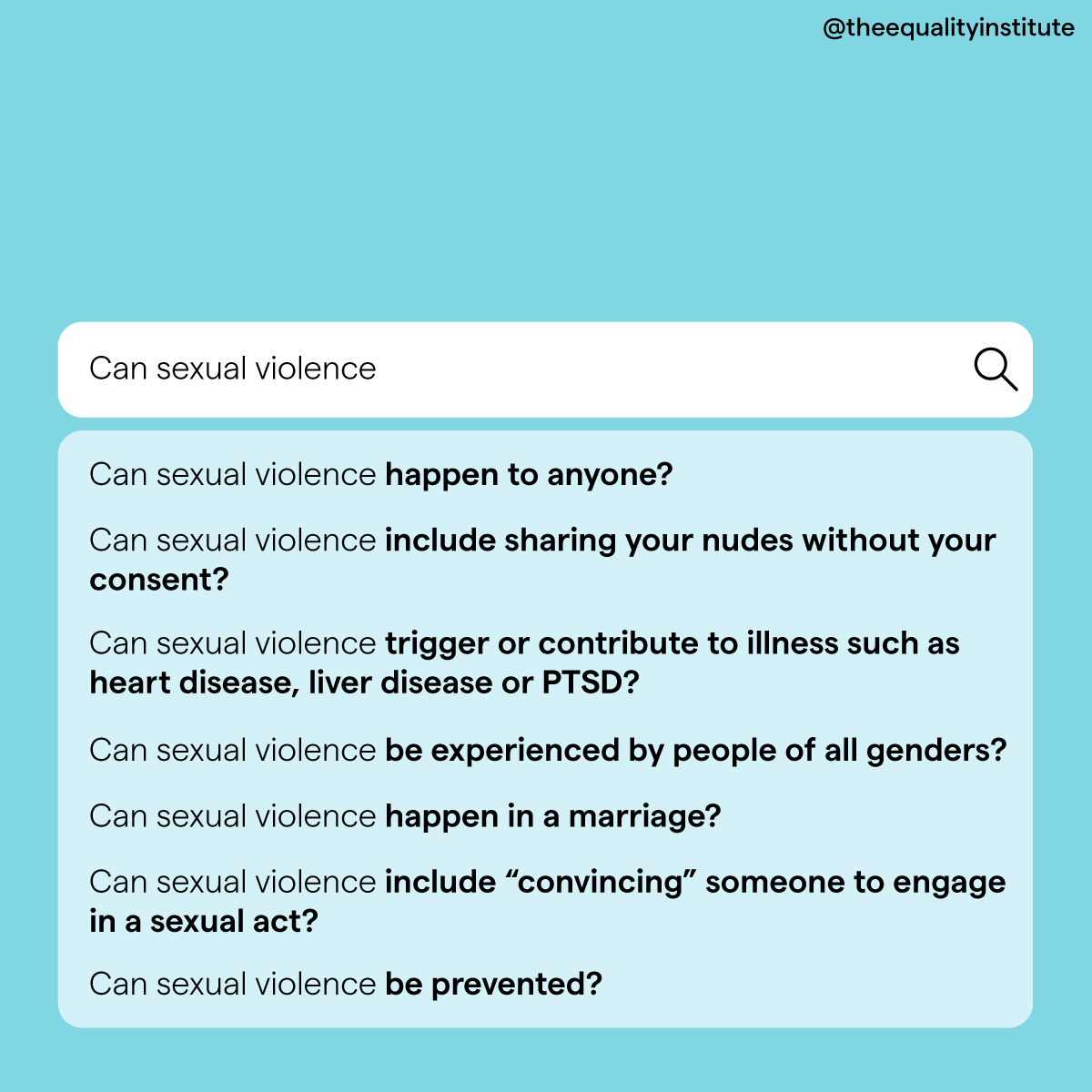 How do we support survivors and prevent sexual violence? Believe survivors and build trauma-informed systems that seek justice for survivors & accountability for perpetrators of violence; and work to address and change the social norms that drive gender inequality & VAWG.