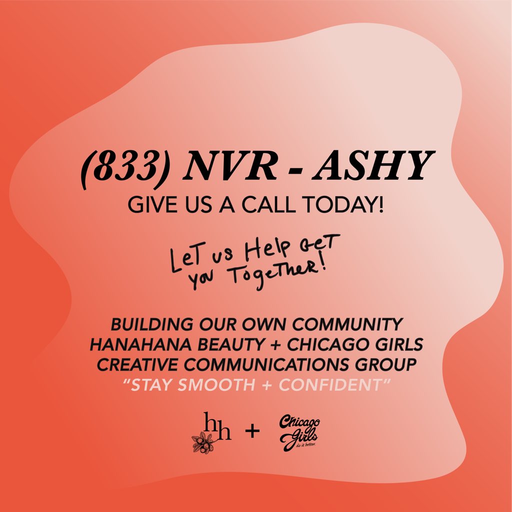 hanahana_beauty's tweet image. the “self love hotline” tee by chicago girls x hanahana beauty drops exclusively at our shop + sip this friday. 💞

the first 30 people to make a purchase will snag this limited-edition collab free of charge. 😏

give us a call, promise we’ll answer: 833-nvr-ashy 📞⁠