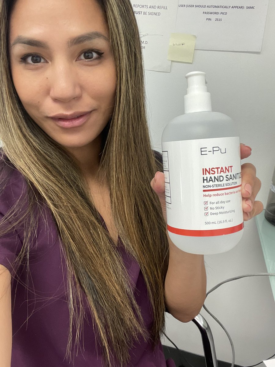 RikDaddy's tweet photo. More hand sanitizer donations going out every day from @ChusPKG & @AccessoryGeeks. My friend here is single in case anyone wants to wife her up lol. #SpreadPositivityNotGerms https://t.co/hWsGBZUJzQ